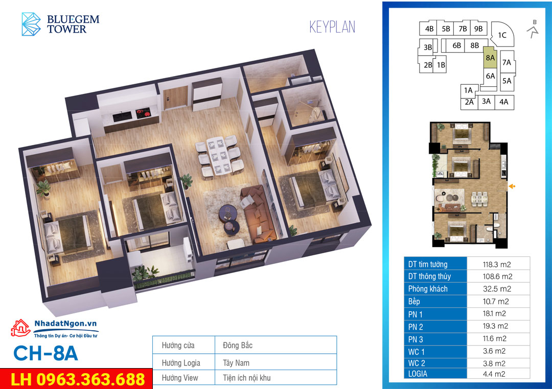 Chính chủ cần bán gấp căn hộ trục 8A tầng 15 chung cư BlueGem Tower KĐT Pháp Vân 