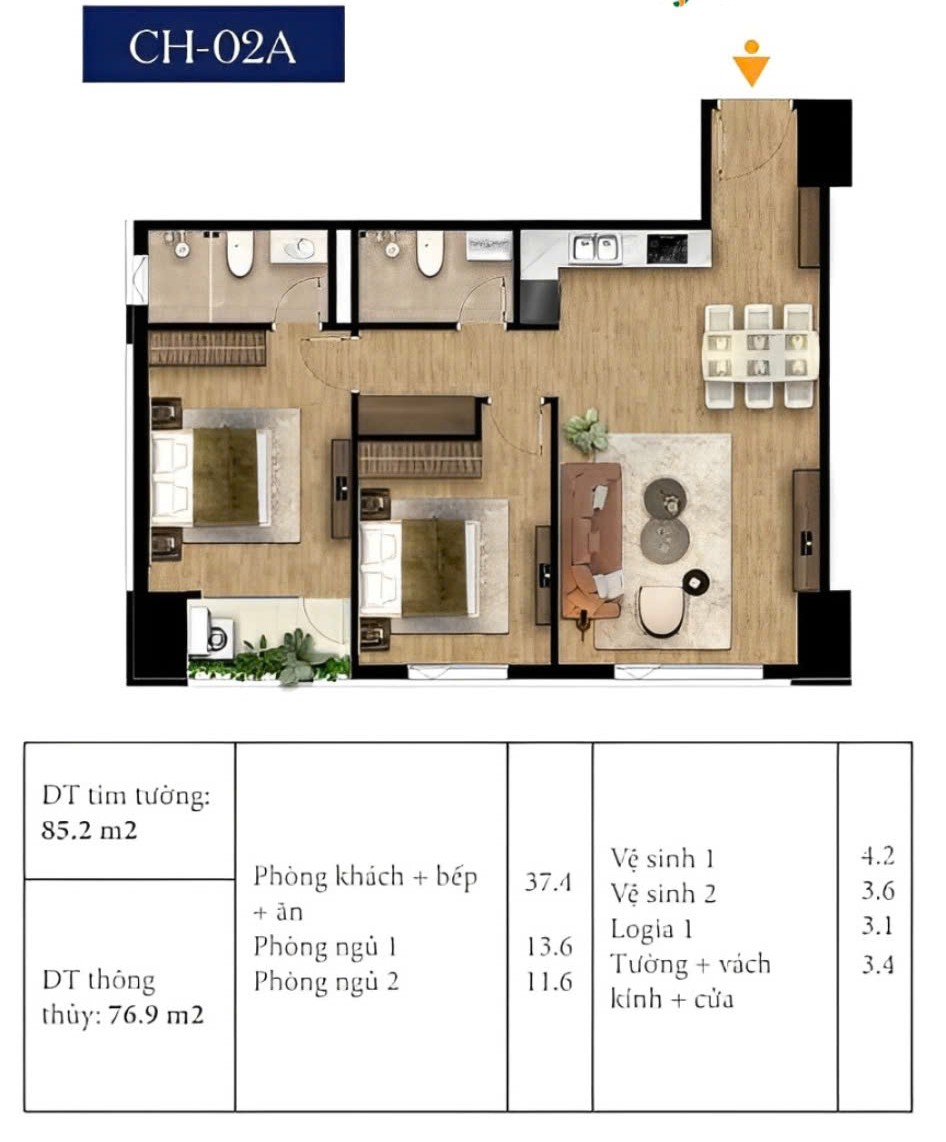 thiết kế căn hộ Blugem 1