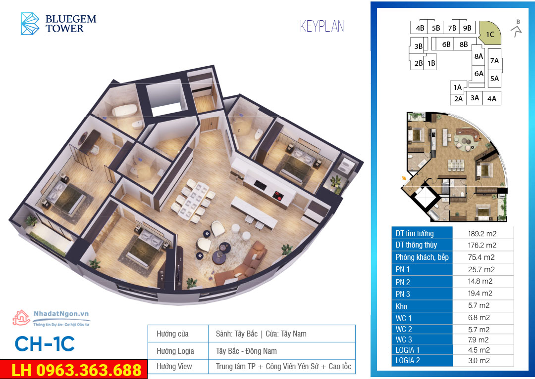 Căn hộ BlueGem 4 phòng ngủ 2 LG