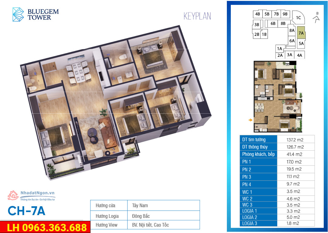 Căn hộ BlueGem 4 phòng ngủ 2 LG