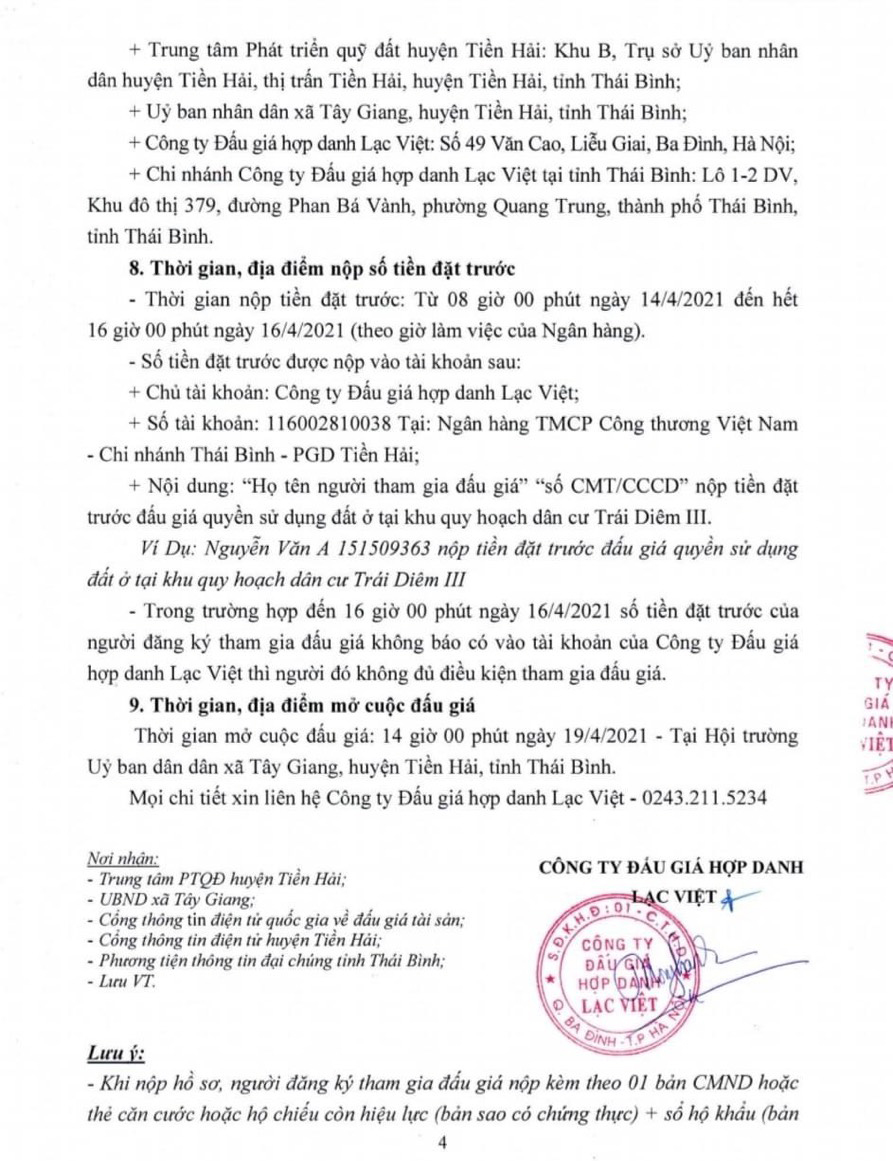 thông báo đấu giá khu trái diêm 3-4