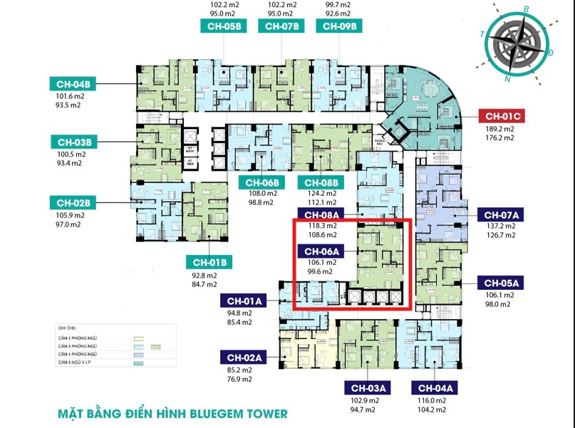 Bán gấp căn 06A BlueGem 100m² tầng cao – View bể bơi – Giá chỉ hơn 6 tỷ