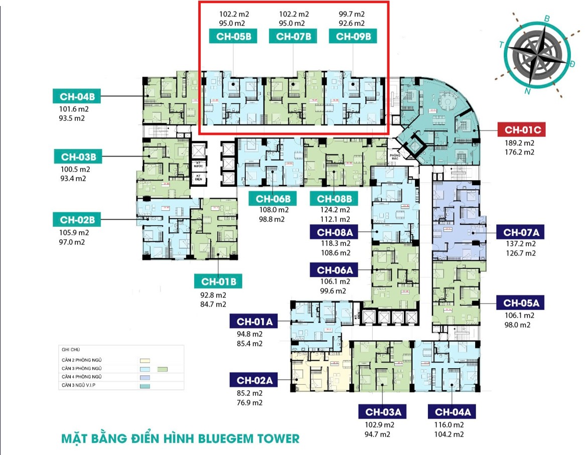 BÁN NHANH CĂN TRỤC 09B TẦNG TRUNG BLUEGEM – 95m² – 3PN VUÔNG VẮN – VIEW THÀNH PHỐ – GIÁ 6,55 TỶ