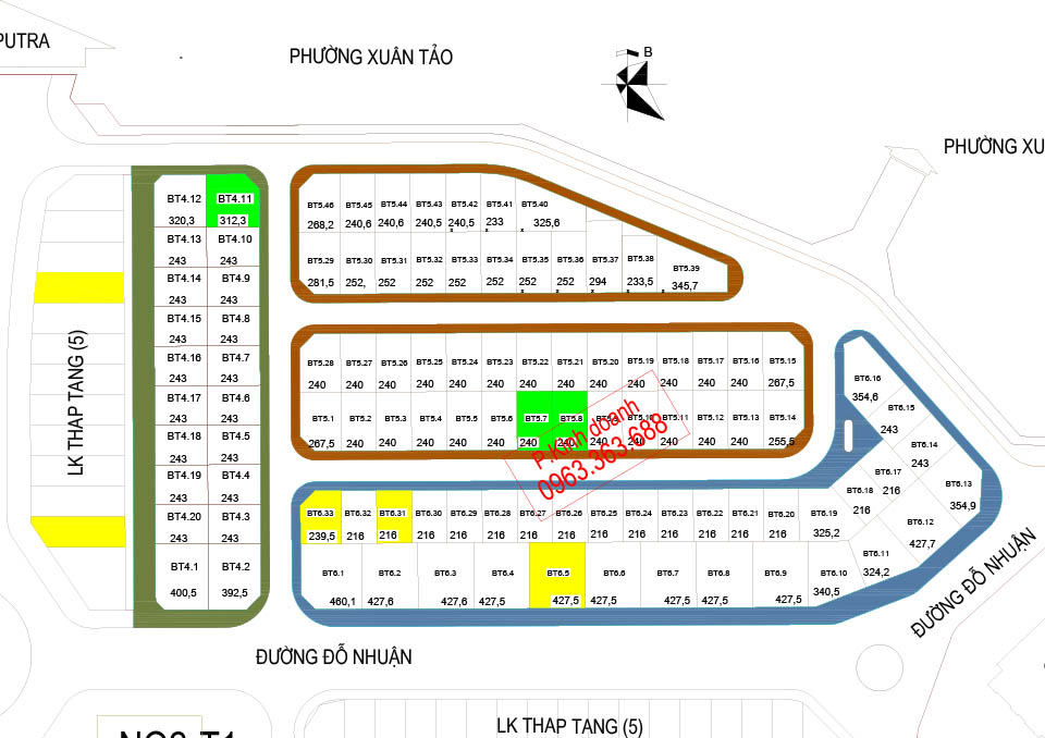 Vị trí cho thuê Biệt thự trong dãy BT6 khu đô thị ngoại giao đoàn 216m2 lâu dài