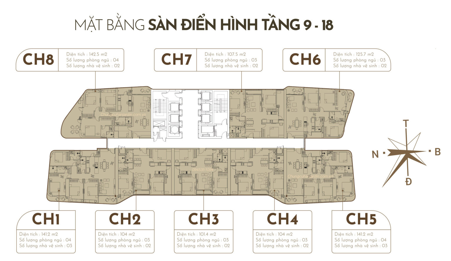 Mặt bằng bố trí căn hộ  N01T7 Ngoại Giao Đoàn 3