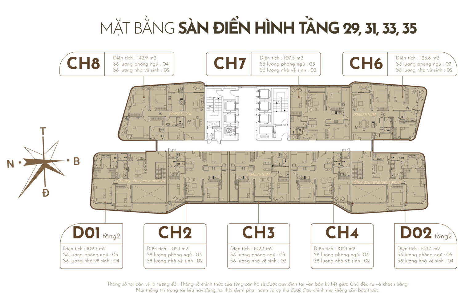 Mặt bằng bố trí căn hộ N01T7 Ngoại Giao Đoàn (Han Jadin)