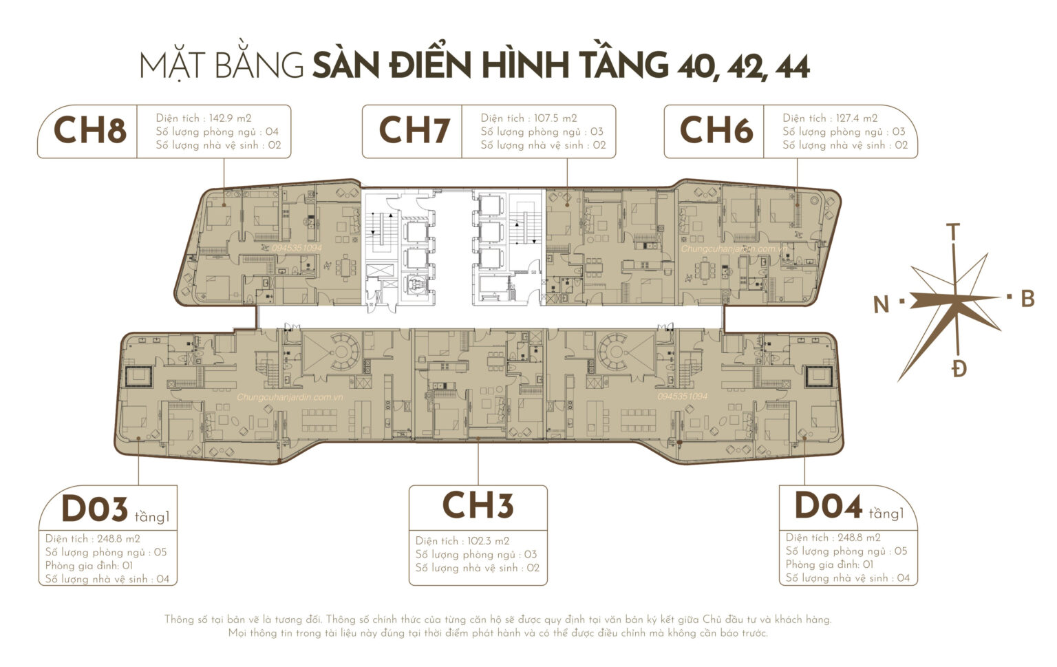 Mặt bằng bố trí căn hộ N01T7 Ngoại Giao Đoàn (Han Jadin)