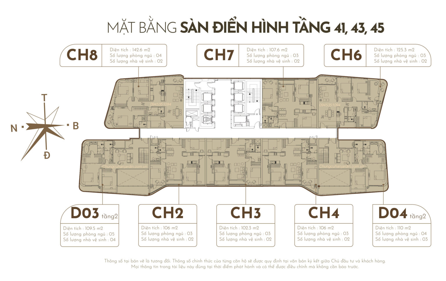 Mặt bằng bố trí căn hộ N01T7 Ngoại Giao Đoàn (Han Jadin)